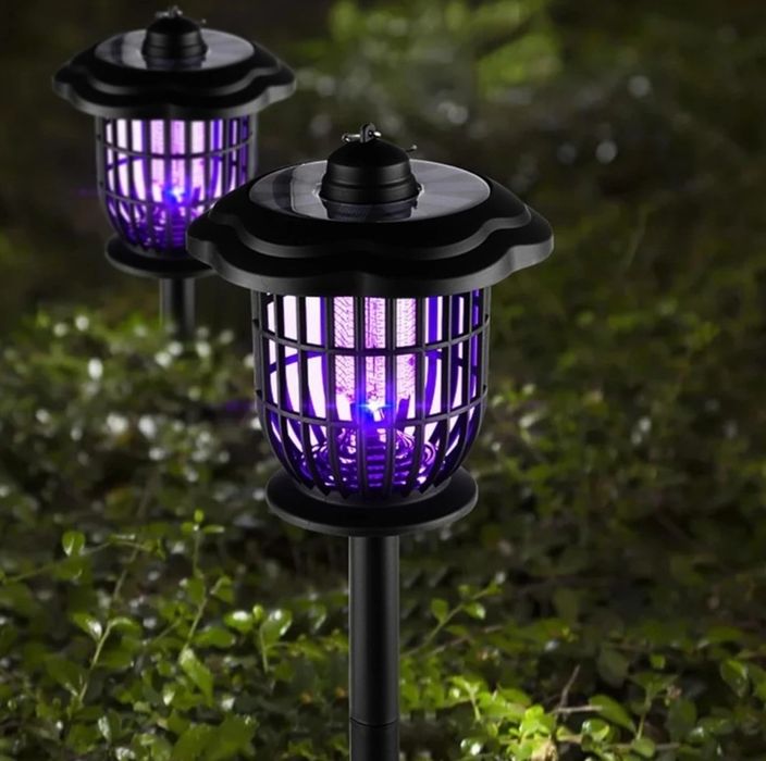 Lampa solara decorativa LED si UV antitantari 52 cm pentru curte si gradina +cablu usb