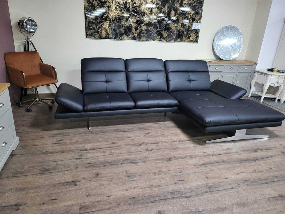 ПРОМОЦИЯ!!! Черен кожен ъглов диван "DANA"