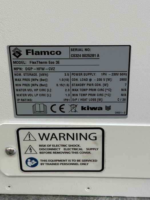 Flamco FlexTherm Eco 3E 3.5 kWh Acumulator Termic Inteligent pentru Apă Caldă Menajeră 230V Powered by Sunamp Nou