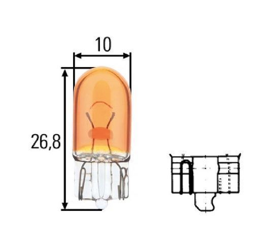 Bec auto WY5W Osram 12V; 5W; galben; W2.1x9.5d; 2827, 10 buc la cutie