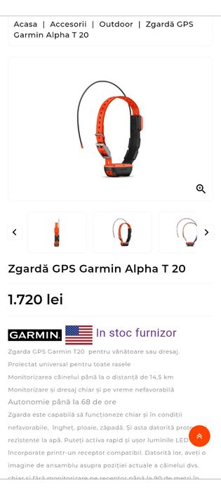 Garmin Alpha 300K și zgardă Alpha T20k in garanție martie 2026