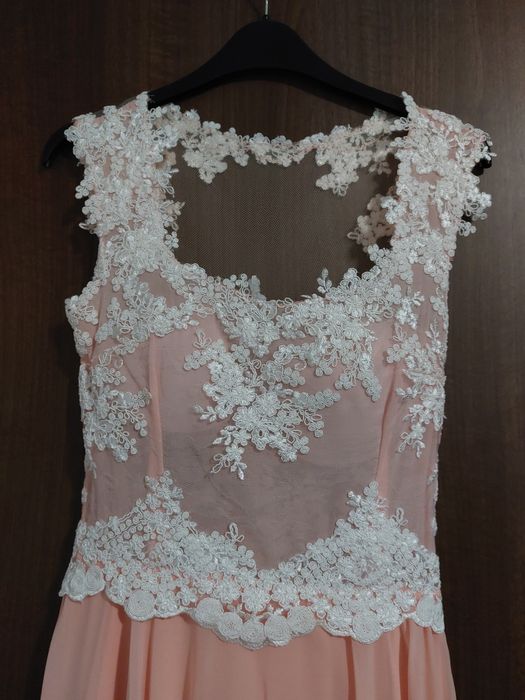 Rochie lunga facuta pe comanda roz somon
