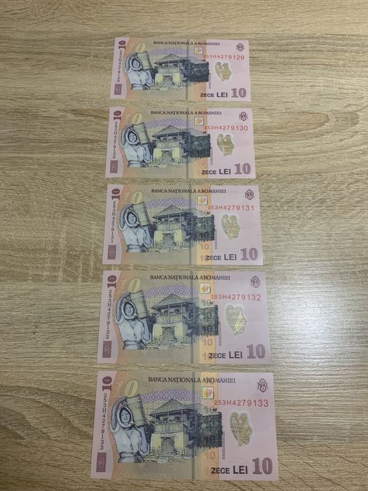 5 Bancnote UNC serie consecutivă