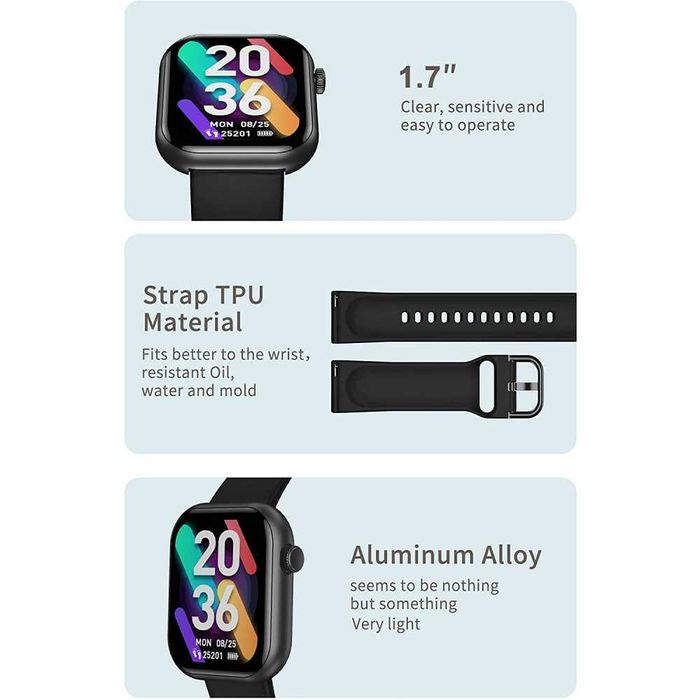 Смарт часовник CUBOT C5, 43mm, TPU Strap Black