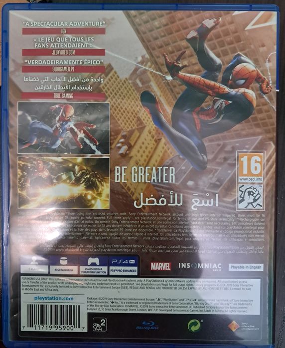 Диск Spider-man Insomniac для PS4