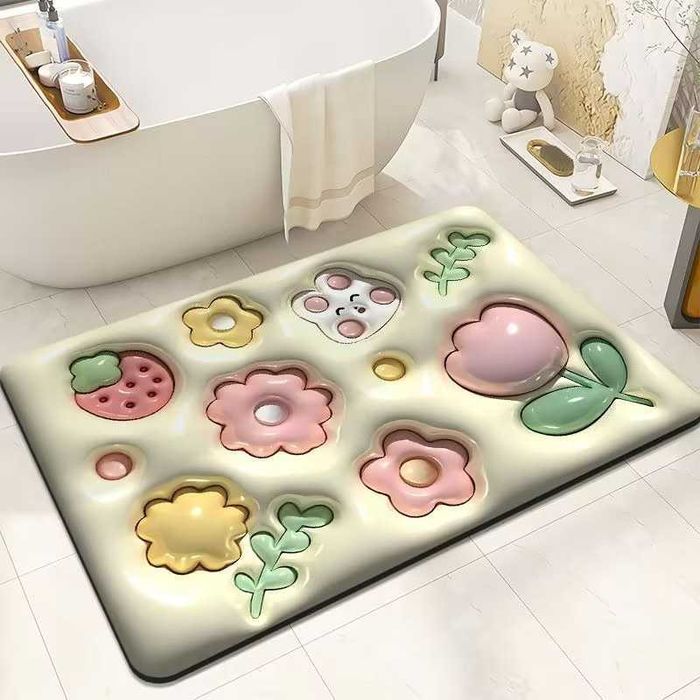 Бързо съхнеща триизмерна постелка за баня в различни разцветки 60х40см