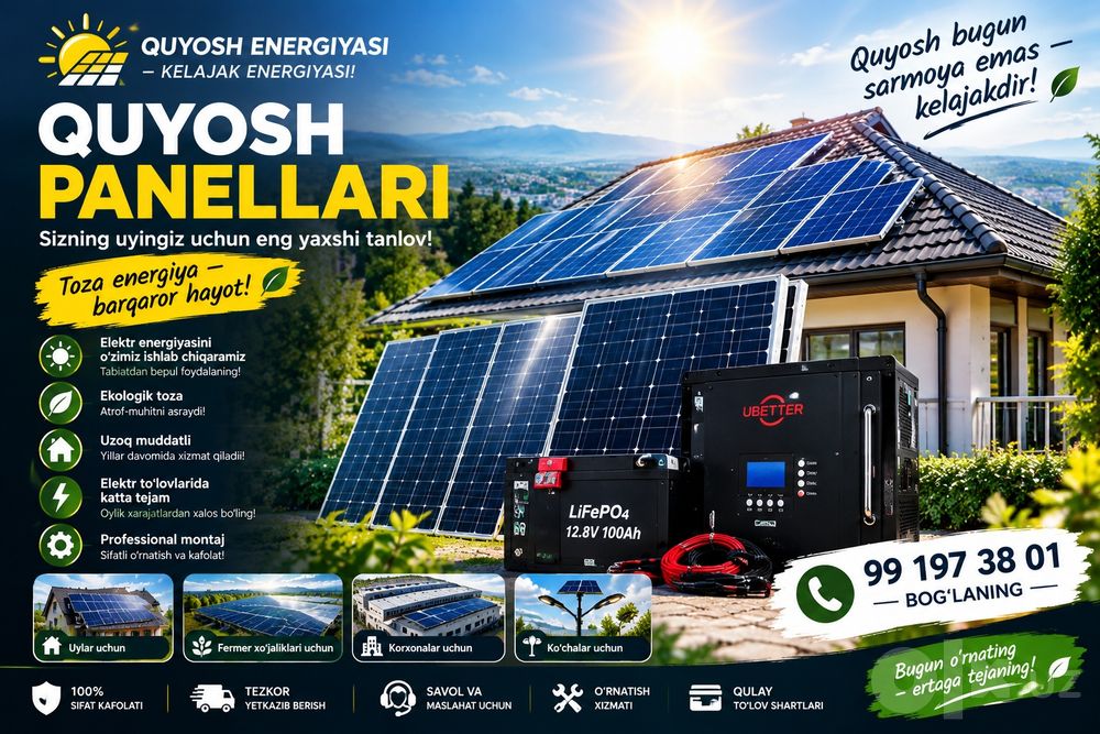 Quyosh panellari va akumulyatorlari