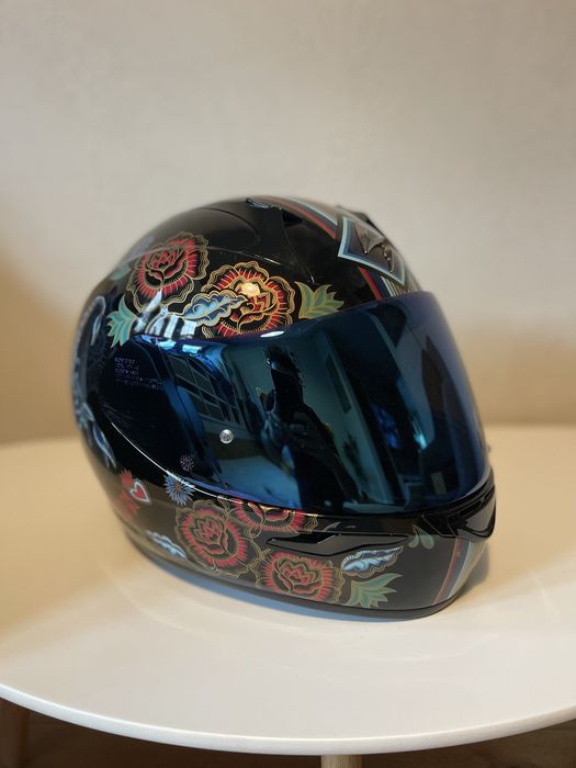 Casca moto scorpion exo 390 marimea S (56cm) viziera clara + albastru