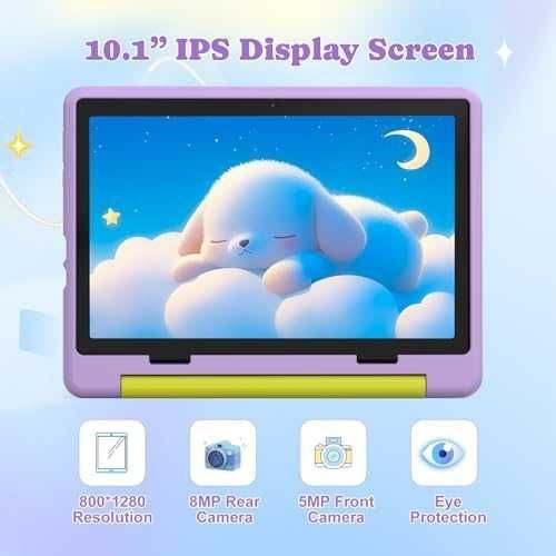 Нов Таблет за деца 10" HD IPS 20GB/64GB родителски контрол лилав калъф