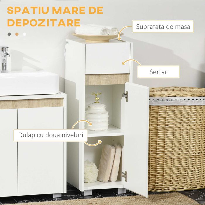 Dulap pentru baie , alb , HOMCOM