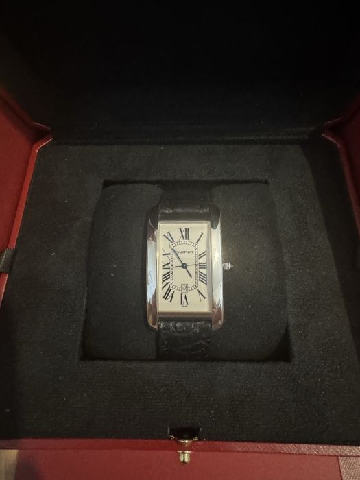 Cartier Tank American Aur alb full box