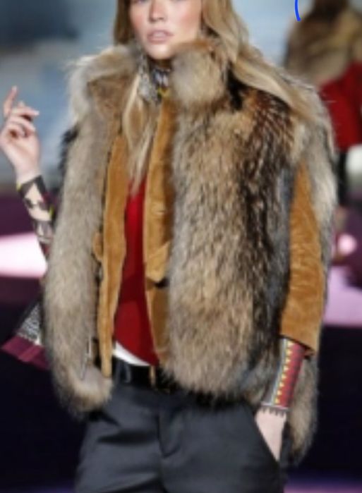 DSQUARED2 оригинален нов дамски елек от ракун