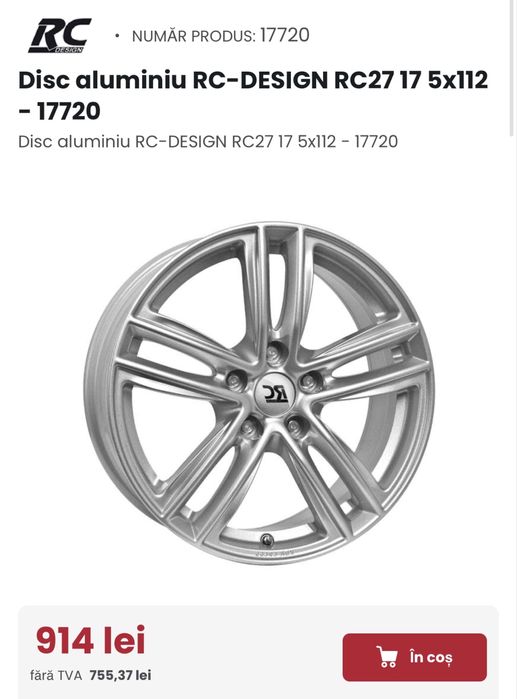 Jante Aliaj 17” 5x112 Audi/ Skoda/ VW/ Seat si anvelope Continental 215/65/17 99H