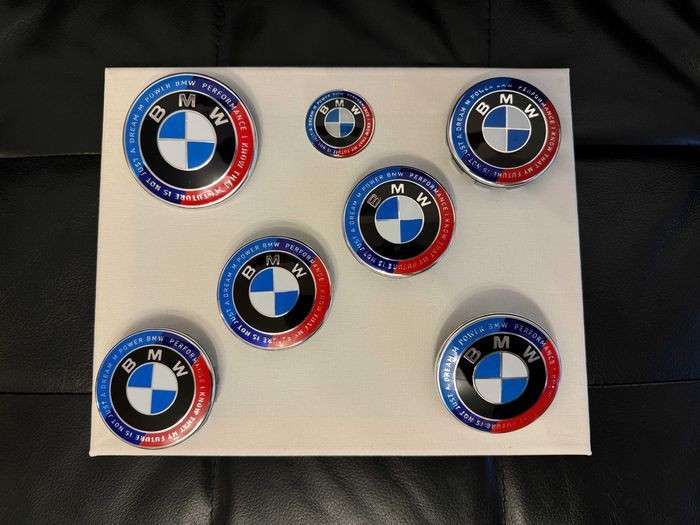 Set complet embleme premium aluminiu pentru capota jante volan BMW