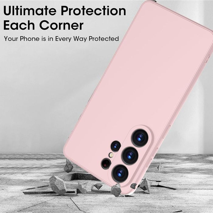 Матов силиконов кейс за samsung galaxy s26 ultra - розов - със защита