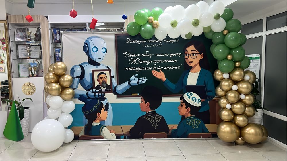 Оформле с шарами и с цветами, баннер