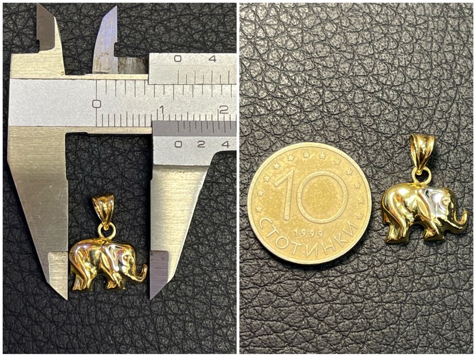 Златни висулки буква сърце слонче 14 карата 585 zlatni gold sarce bukv