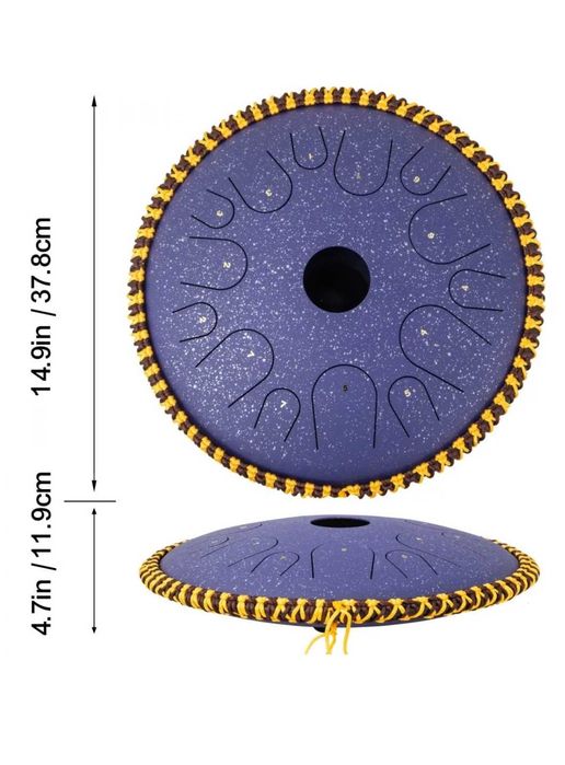 Ръчен перкусионен инструмент Steel Tongue Drum, 14 инча, с чанта за пътуване