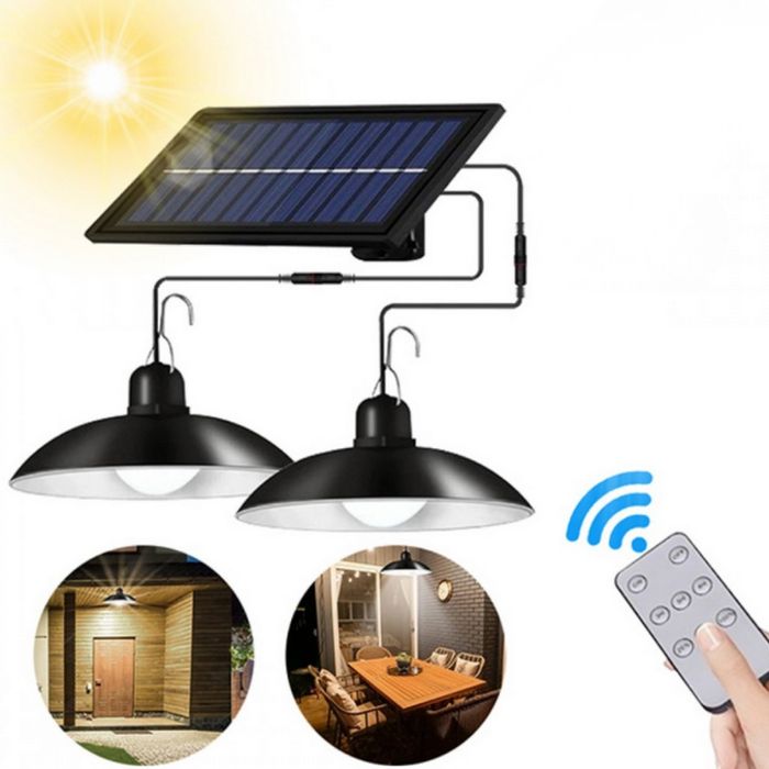 Двойни соларни LED висящи лампи с дистанционно управление