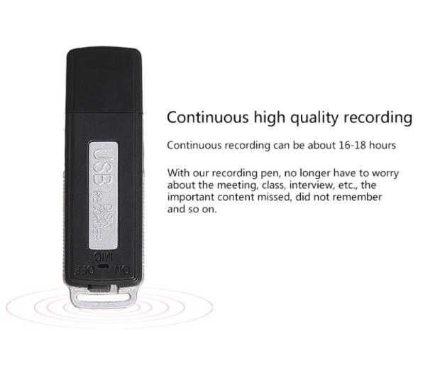 Флашка с Диктофон Аудио Записвач Скрит Звукозапис Подслушване Рекордер