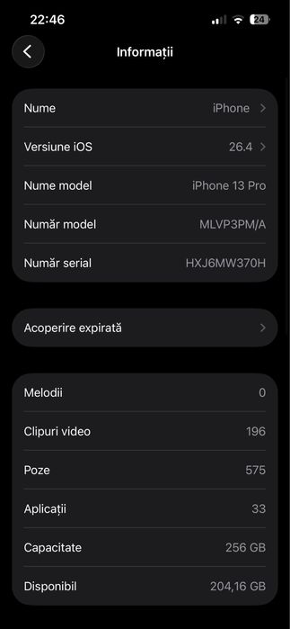 Vand iphone 13 pro 256 gb impecabil fara zgarieturi baterie 82%. 256gb aspect impecabil tinut cu husa + folie totul functioneaza