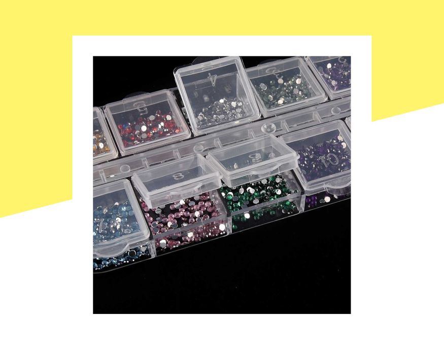 Разноцветни камъни/камъчета за декорации на нокти - 12 цвята