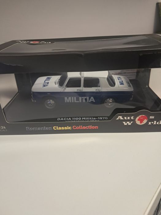 Machetă  metalică DACIA 1100 MILITIA. scara 1..24. Ediție LIMITATĂ