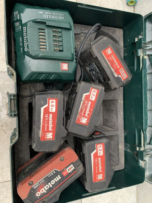 Metabo/ комплект батерии + зарядно в куфар