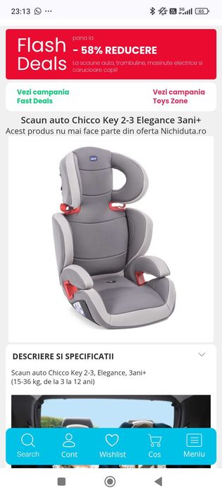 Scaun auto Chicco Key 2-3 Elegance 3ani+