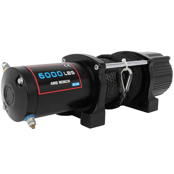 Troliu 6.000 LBS 12V – Cablu Oțel / Sufă Sintetică – Nou cu Garanție