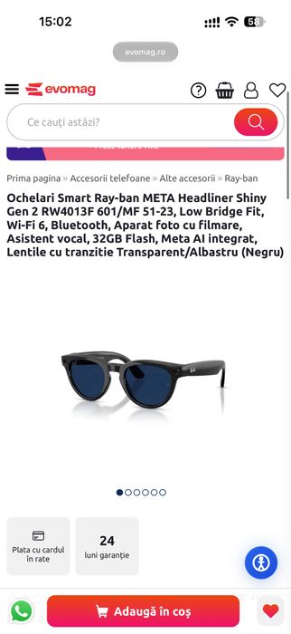 Ochelari Ray Ban Meta Headliner gen. 2