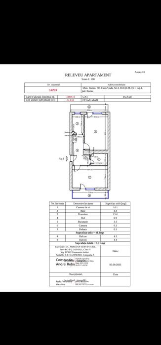 Apartament 2 camere decomandat, etaj 1 – Platou Dacia