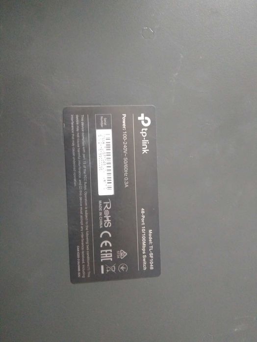 Tp-Link switch Model: TL-SF1048