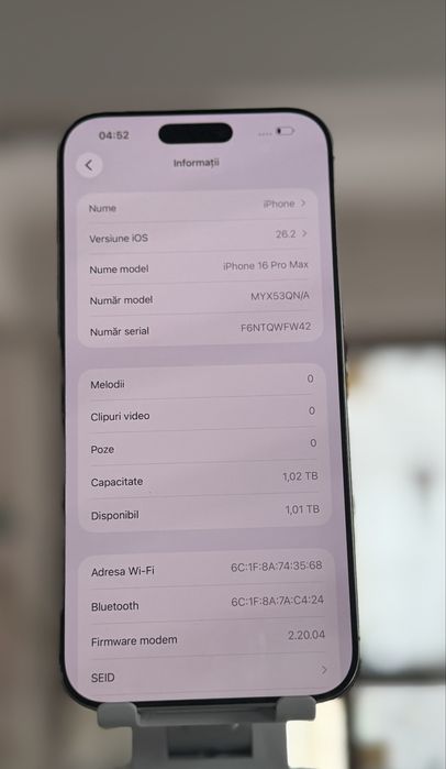 iPhone 16 pro max, Pret 5000 lei