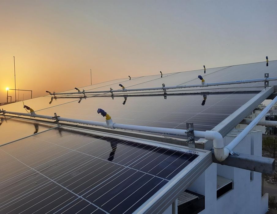 установка промывочный системы для солнечных панелей