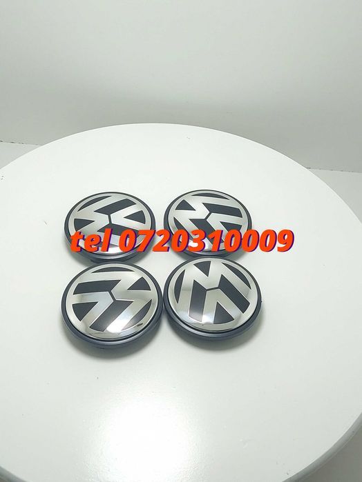 Pachet 4 Buc Capace Janta Aliaj Negru - Cu Argintiu Vw Pentru Inlocuire Reparatie Sau Completare Echipament Compatibile