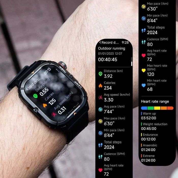 Смарт часовник AGM Legion 3 - 1.95" AMOLED, 5ATM, защита IP68