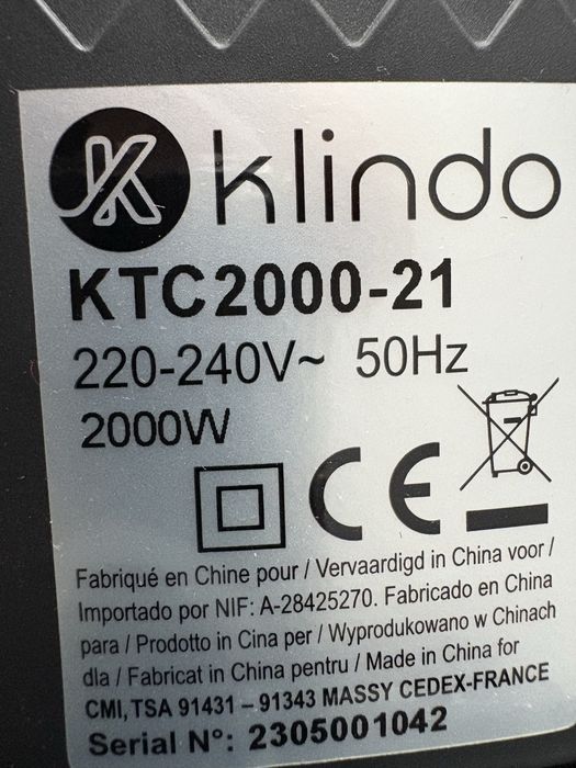 Aeroterma turn Klindo KTC2000-21, 2000W, 2 trepte de incalzire, Negru