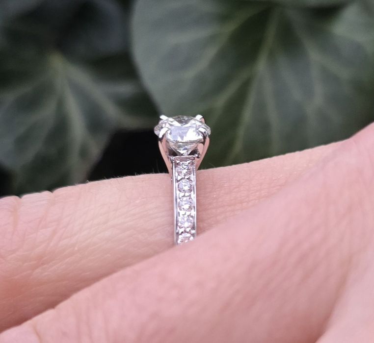 Inel de logodnă din aur alb cu diamante naturale 1,30ct