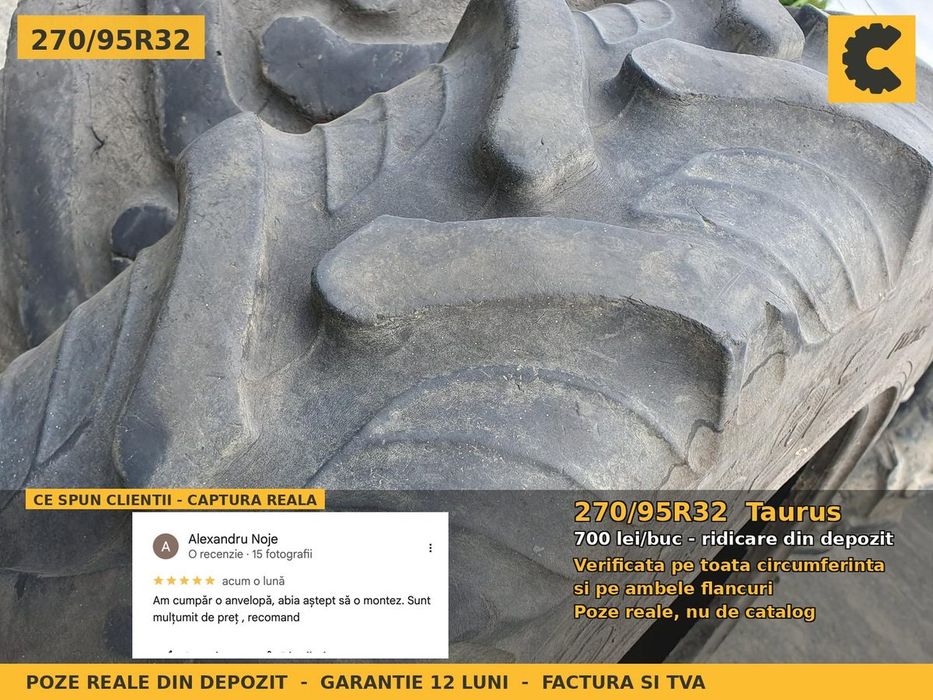 Cauciucuri Anvelope 270/95R32 270/95 R32 270/95-32 11.2R32 2709532 Taurus Prasitoare Tractor Roti Inguste Utilaje Agricole SH Second Hand LIVRARE