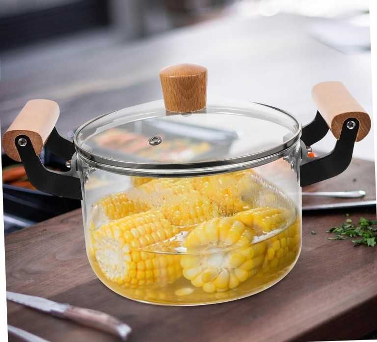 Термоустойчива стъклена тенджера за готвене 3 литра