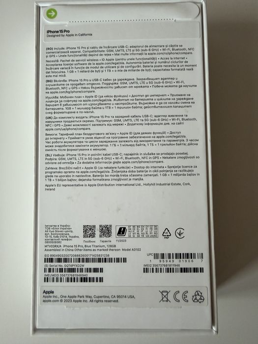 Iphone 15 pro 128 GB Blue titanium
