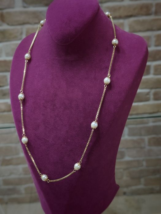 Lanț cu perle aur 18k 13.8gr (r)