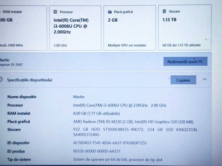 LAPTOP DELL  impecabil folosit extrem de putin