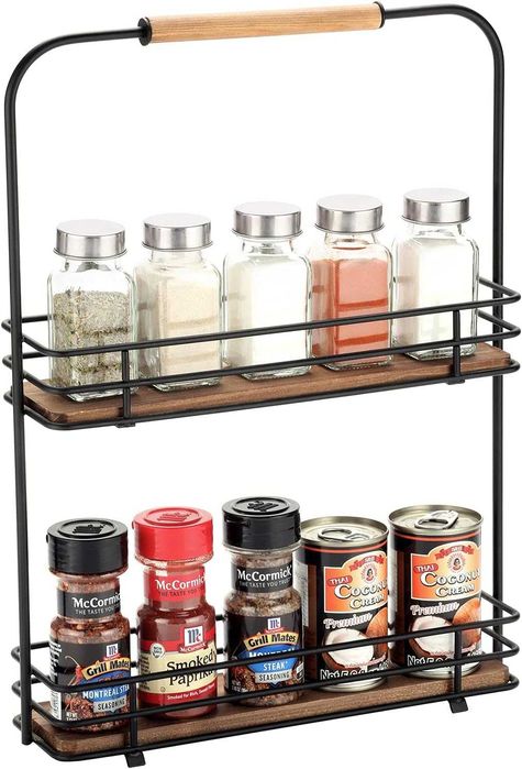 Органайзер за подправки стомана и бамбук