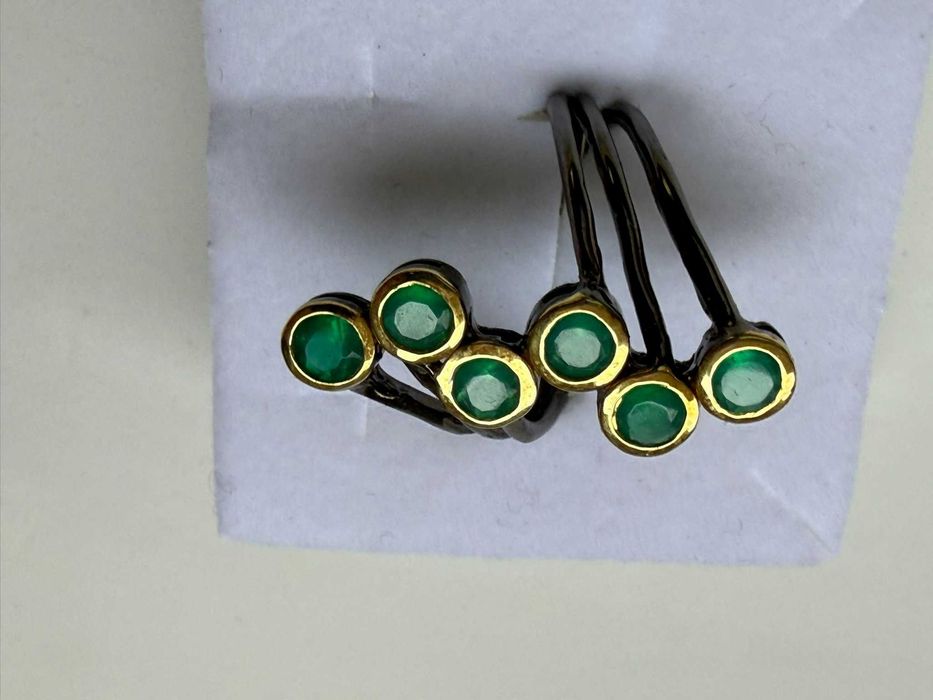Inel Statement argint 925 - Onix verde si Rodiu negru