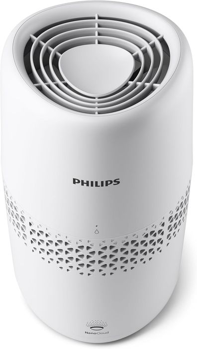 Овлажнител за въздух Philips, Серия 2000 HU2510/10, Технология NanoCloud, Воден резервоар 2 литра, Съвместим филтър FY1190/30, Бял