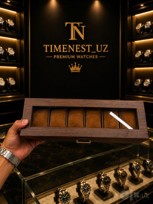 Creative wooden watch box — 6 slot (Soat uchun quti)