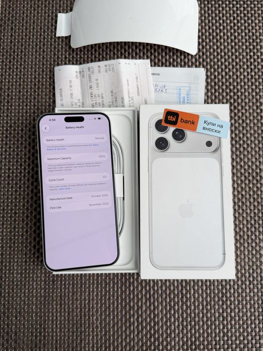 КАТО НОВ!*41€/м iPhone 17 Pro Max*Silver*ЛИЗИНГ TBI айфон 17 про макс 2г Гар!