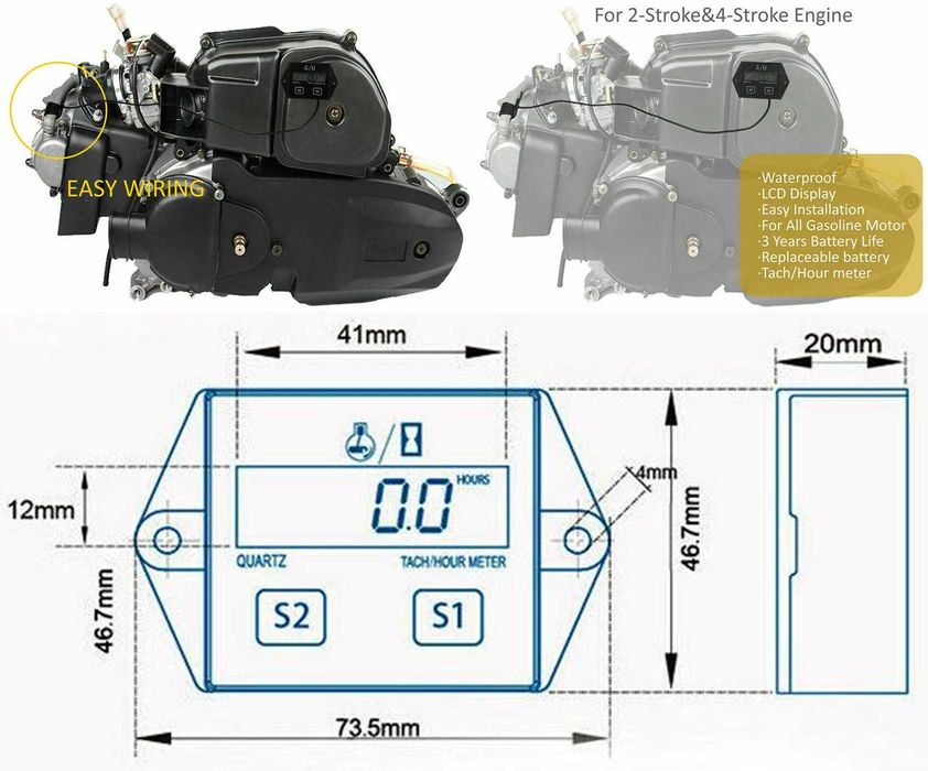 Turometru+ ore de functionare masini de tuns iarba motocultor atv Nou!